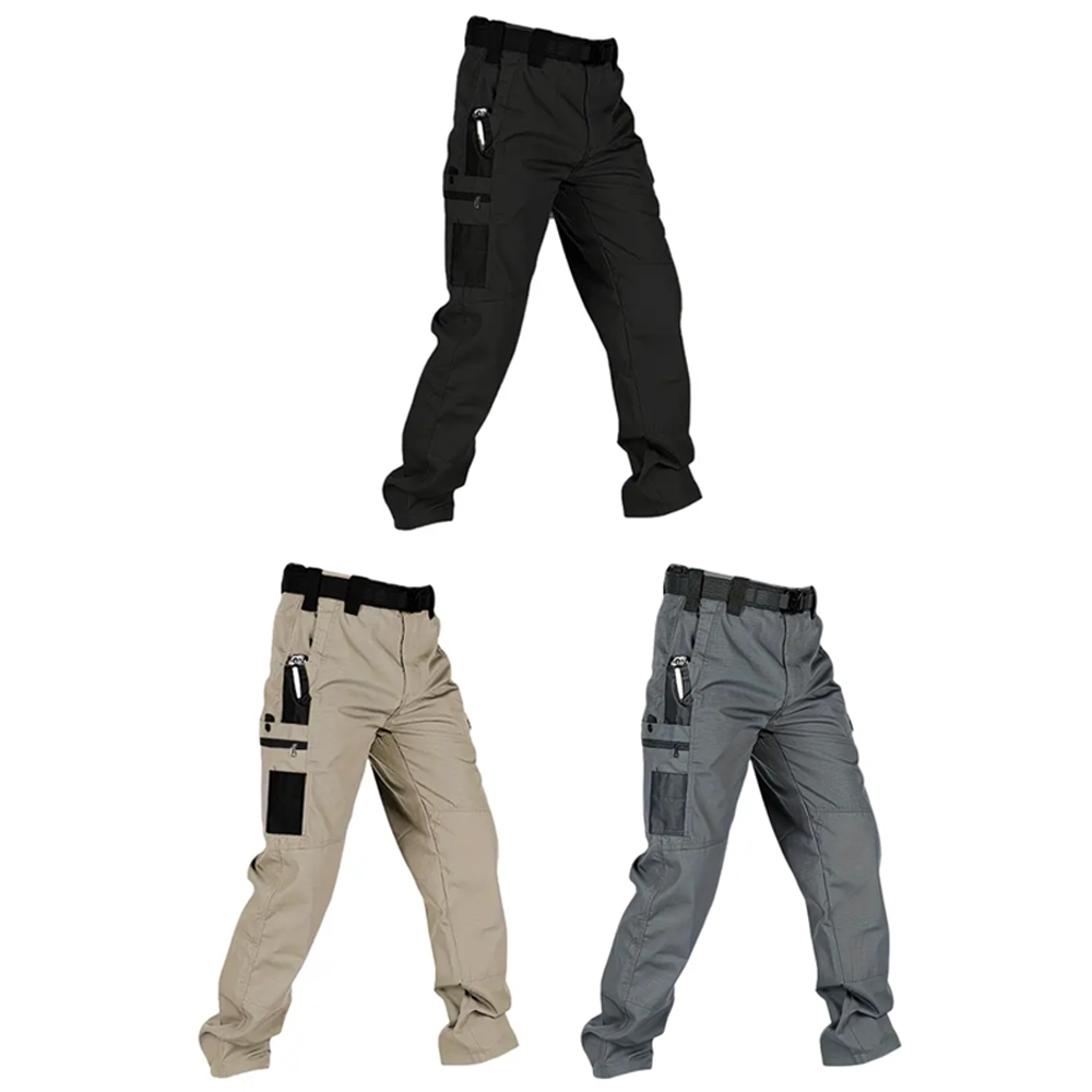 Men's Solid Color Tactical Work Pants – 230g/m² New Fabric, Multiple Pockets & Zipper Closures, Available for worldwide delivery
