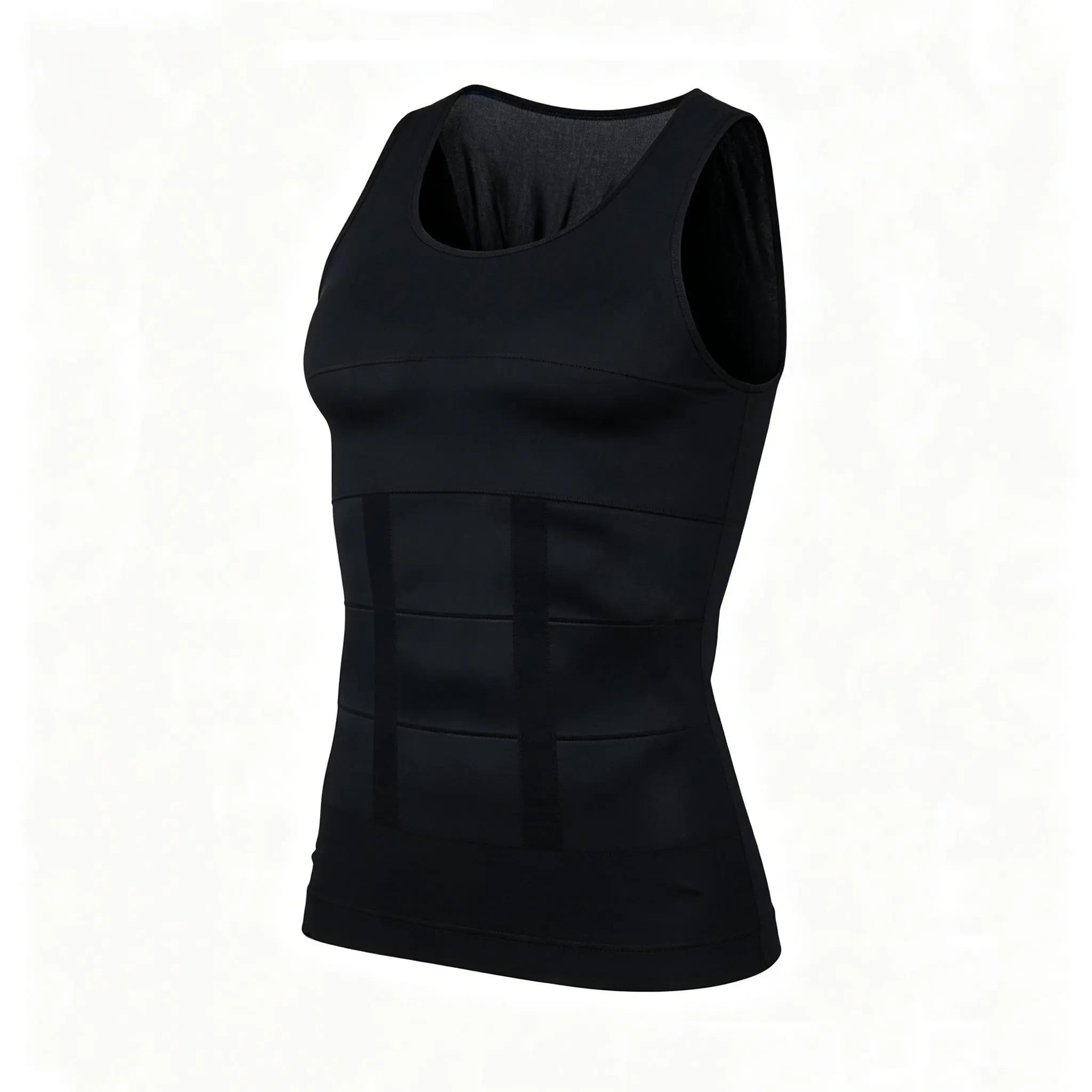 Men's Round Neck Compression Tank Top – Slimming Body Shaper Vest, Seamless Abdominal Corset Shirt for Gym Workout & Fitness，International shipping available