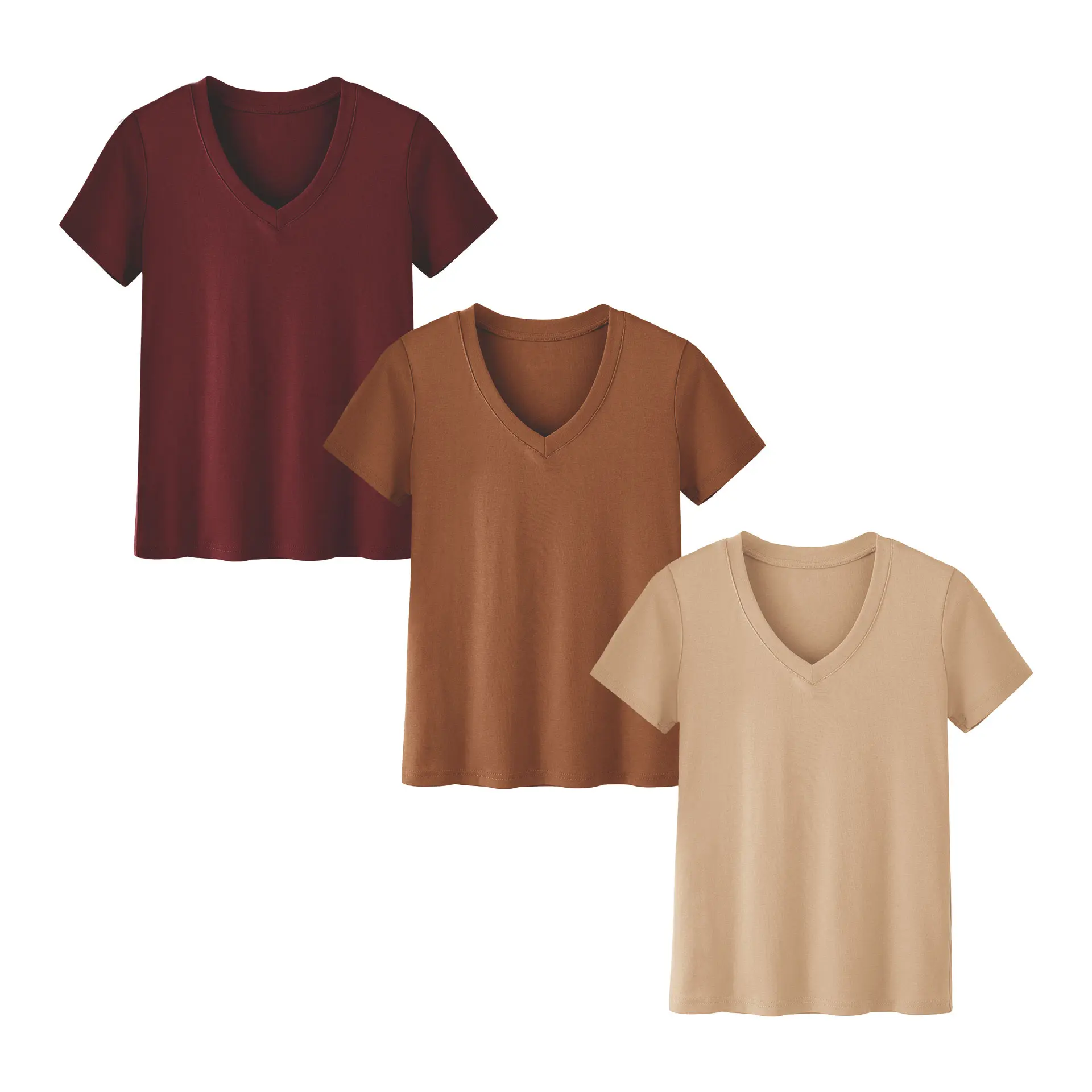 6-Pack Women's Plus Size V-Neck T-Shirts – Lightweight Breathable Loose Fit Casual Tops