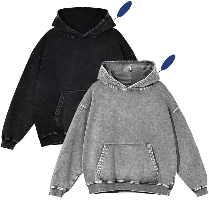4-Pack Acid Wash Hoodie – Oversized Vintage Unisex Heavyweight Distressed Hoodie