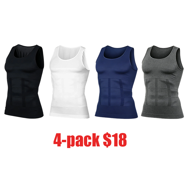 Men's Round Neck Compression Tank Top – Slimming Body Shaper Vest, Seamless Abdominal Corset Shirt for Gym Workout & Fitness，International shipping available