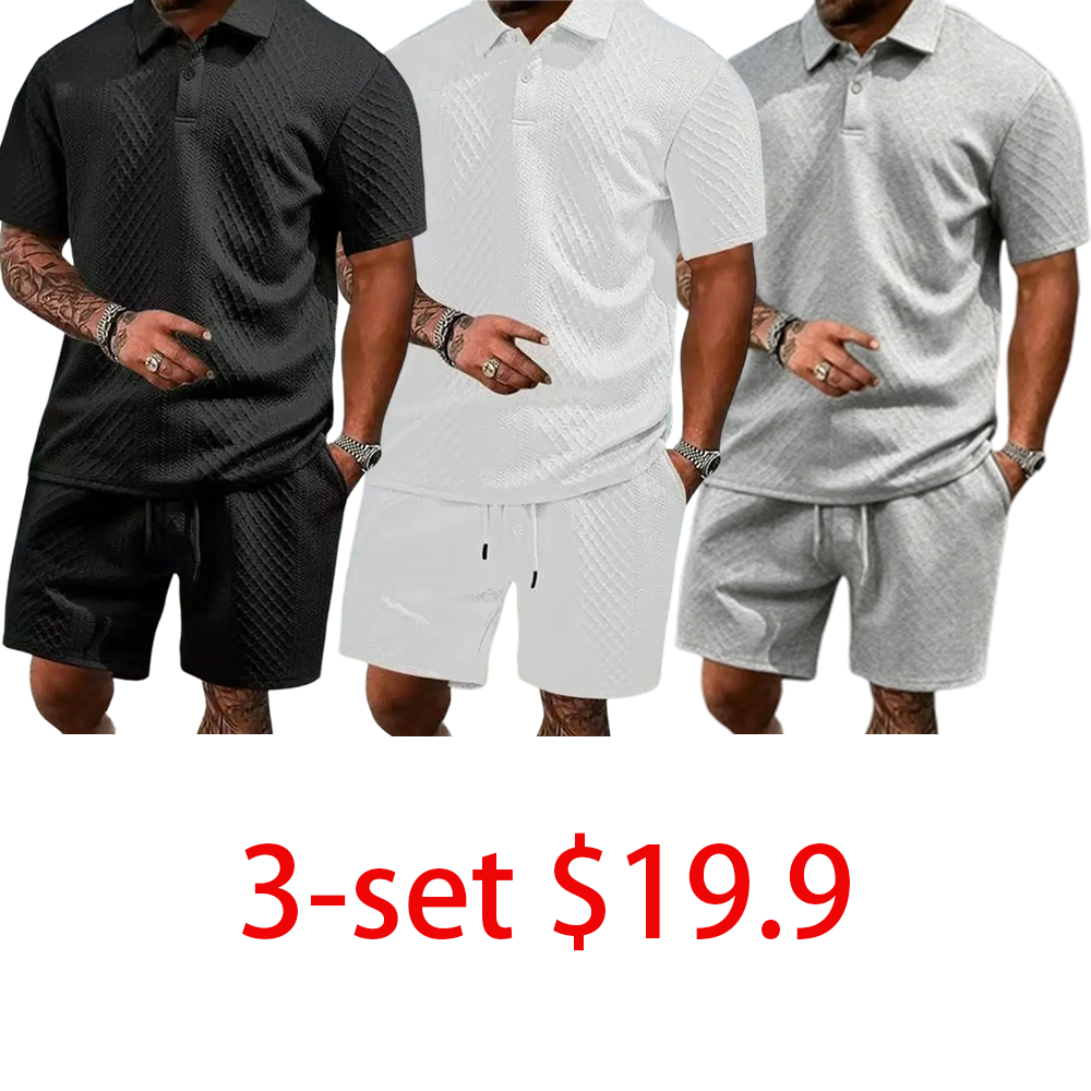 Men's 2-Piece Summer Polo Shirt & Shorts Set