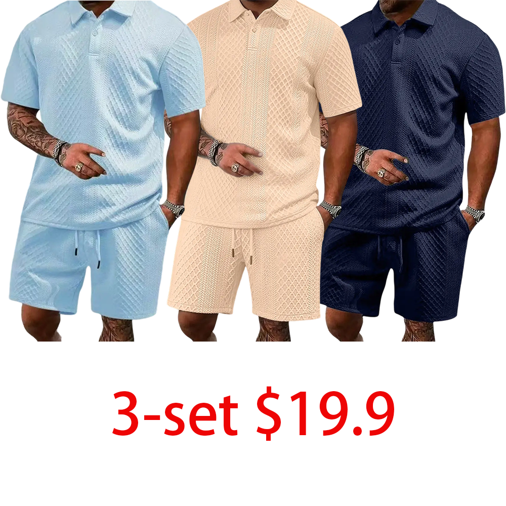 Men's 2-Piece Summer Polo Shirt & Shorts Set