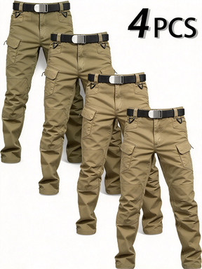 4-Pack Men's Lightweight Cargo Pants – Durable Zippered Pockets, Straight-Cut, Multi-Color
