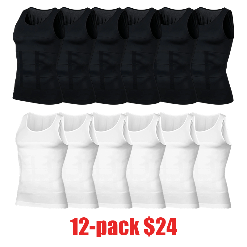 Men's Round Neck Compression Tank Top – Slimming Body Shaper Vest, Seamless Abdominal Corset Shirt for Gym Workout & Fitness，International shipping available