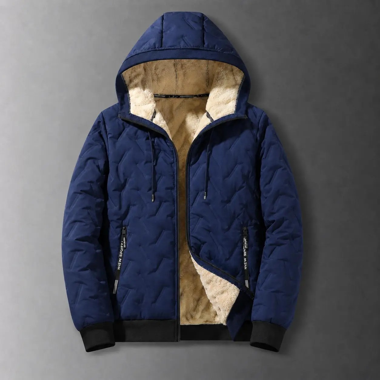Men's Fleece-Lined Hooded Winter Jacket – Windproof Korean Casual Baggy Coat