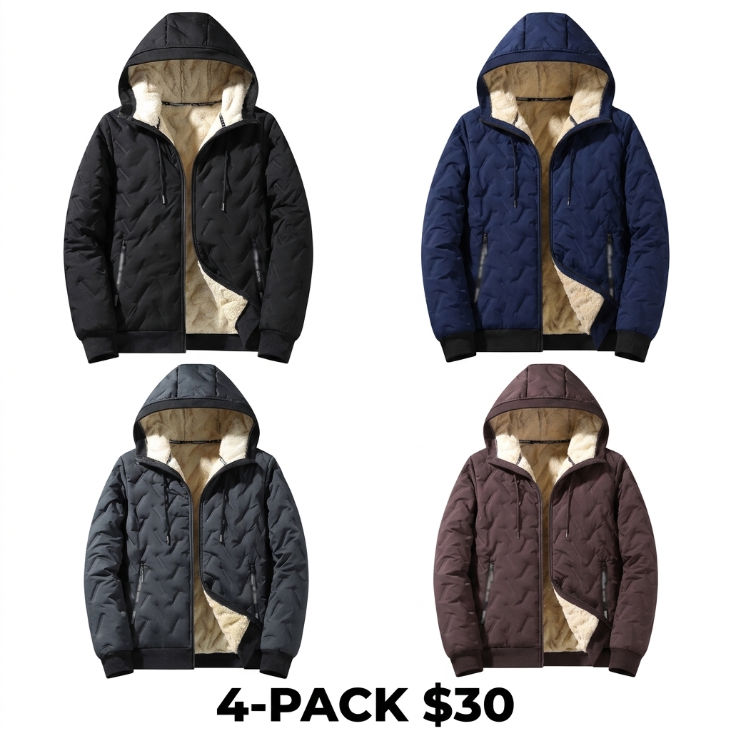 Men's Fleece-Lined Hooded Winter Jacket – Windproof Korean Casual Baggy Coat