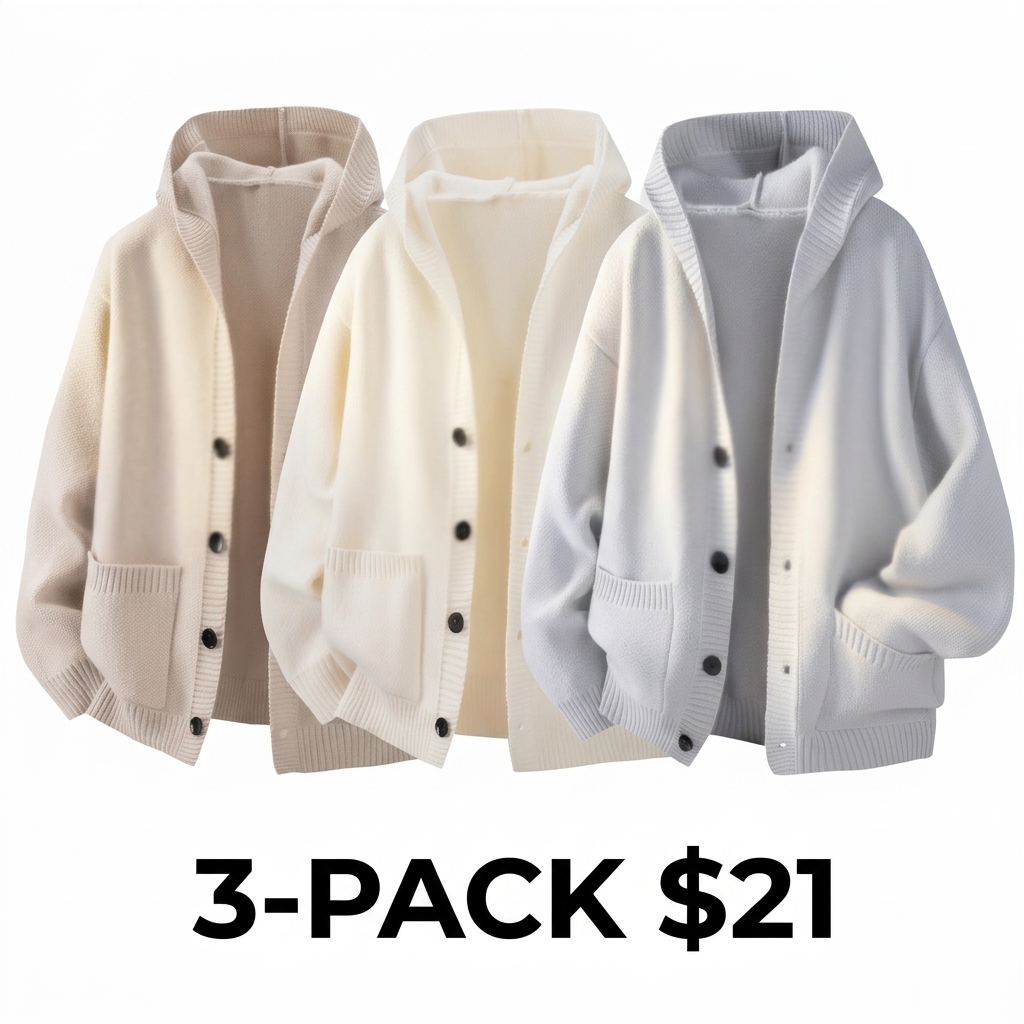 Men's Buttoned Hood Snap Sweatshirt – Heavyweight Long Sleeve Pullover with Minimalist Street Style
