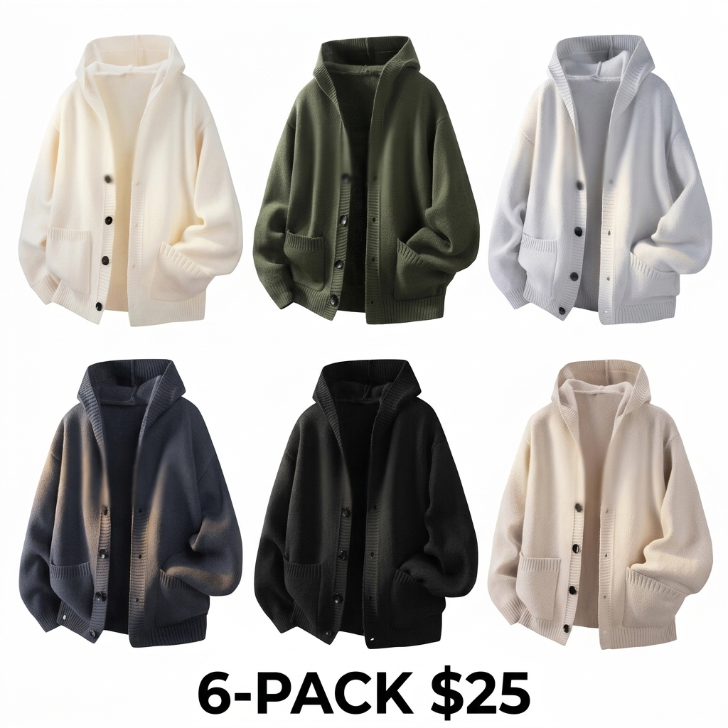Men's Buttoned Hood Snap Sweatshirt – Heavyweight Long Sleeve Pullover with Minimalist Street Style