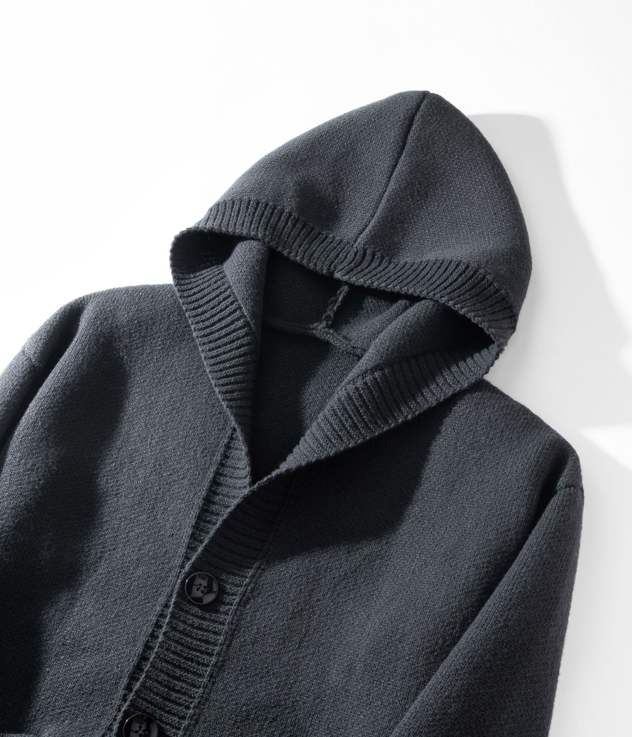 Men's Buttoned Hood Snap Sweatshirt – Heavyweight Long Sleeve Pullover with Minimalist Street Style