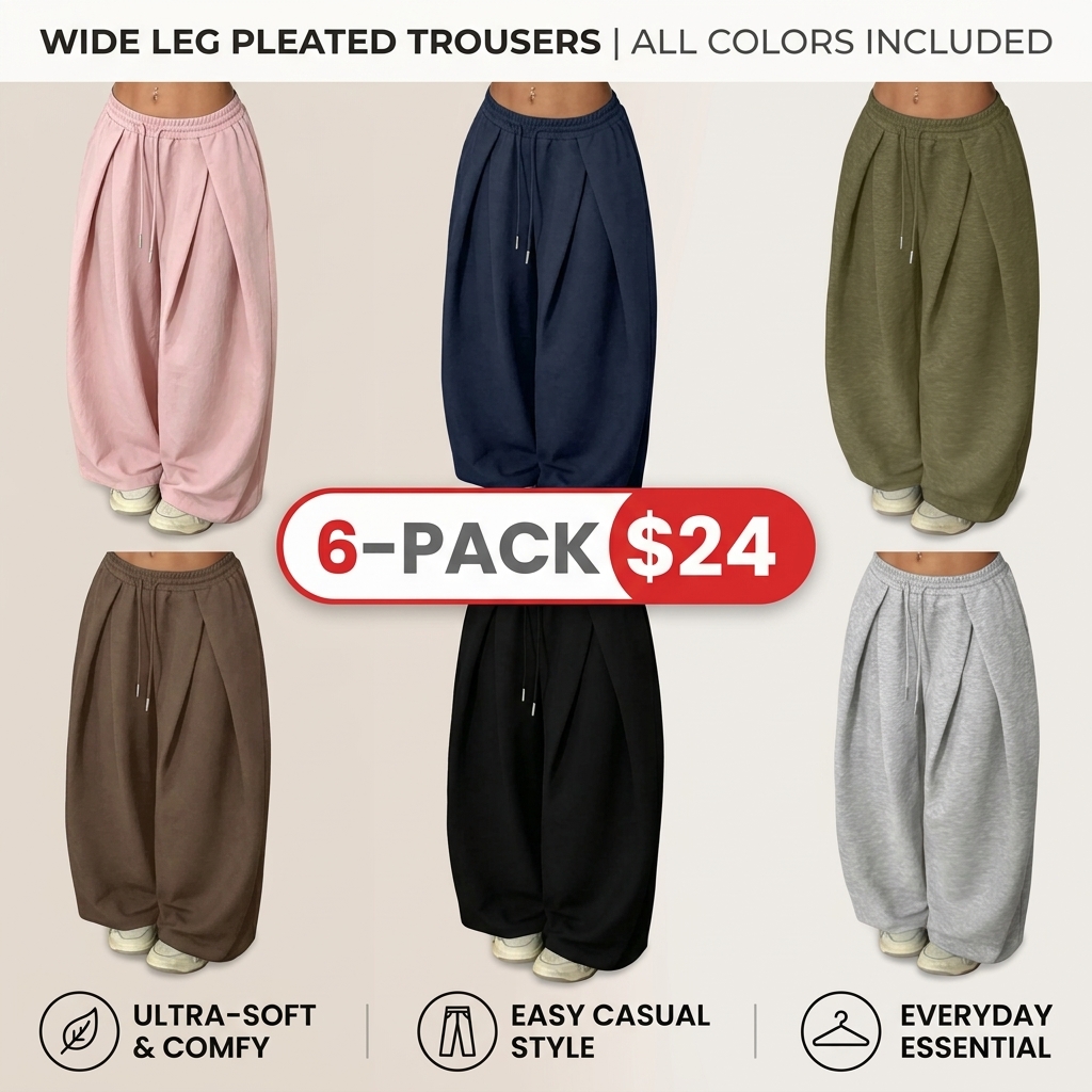 Women's High Waist Wide Leg Jogger Pants – Elastic Drawstring Waist with Cuffed Ankles, Baggy Streetwear Sweatpants