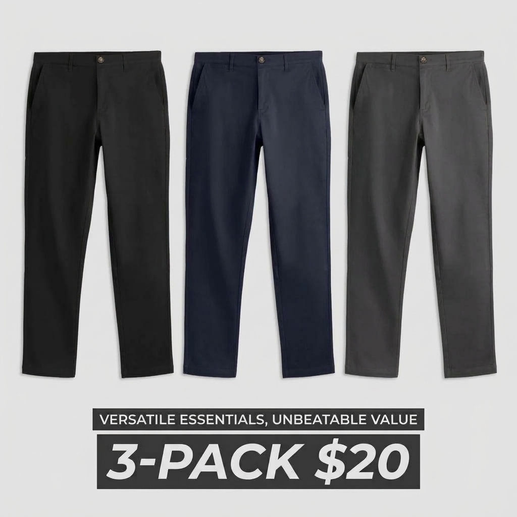 Men's Stretch Chino Pants – Slim-Straight Fit, Buttery-Soft Garment-Dyed Cotton with Hidden Elastic Waistband