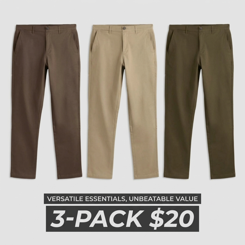 Men's Stretch Chino Pants – Slim-Straight Fit, Buttery-Soft Garment-Dyed Cotton with Hidden Elastic Waistband