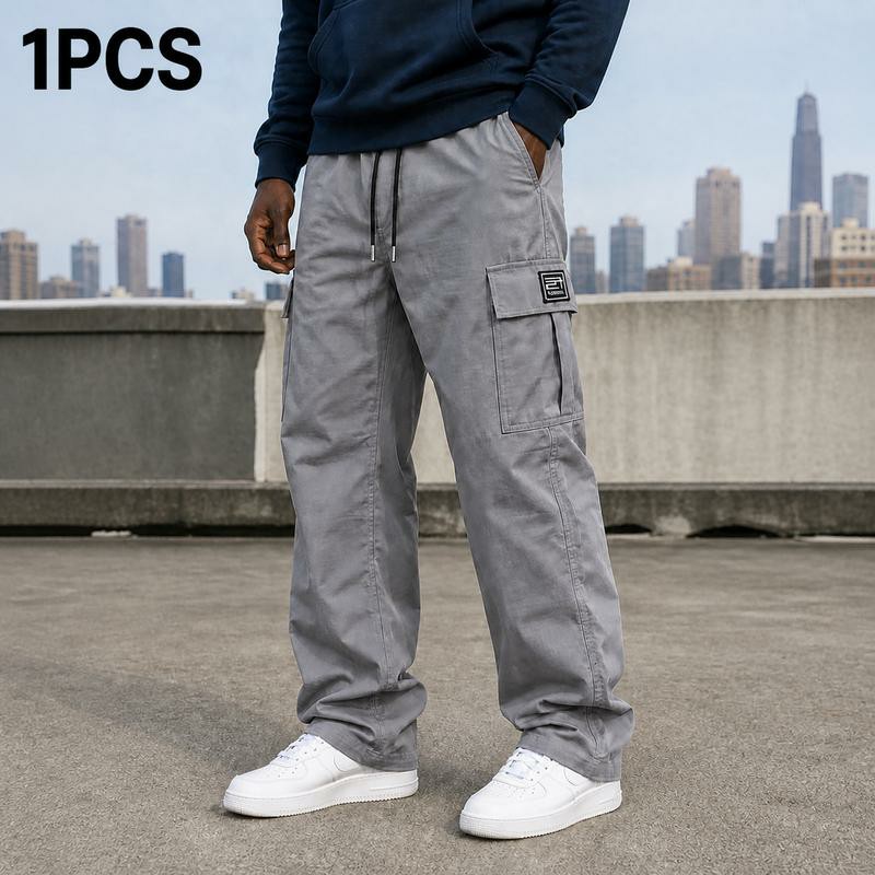 Men's 6-Pack Loose Fit Cargo Pants – Elastic Waist Solid Color Work & Outdoor Trousers