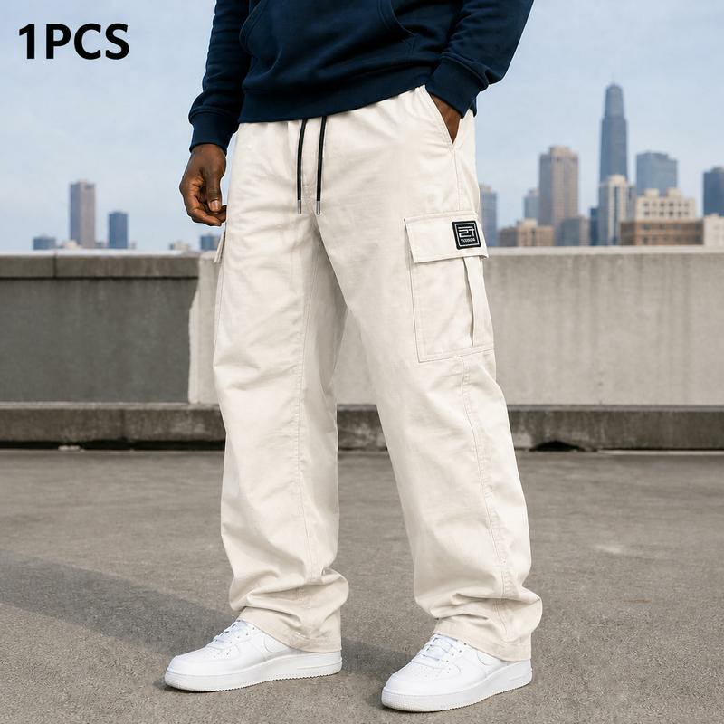 Men's 6-Pack Loose Fit Cargo Pants – Elastic Waist Solid Color Work & Outdoor Trousers
