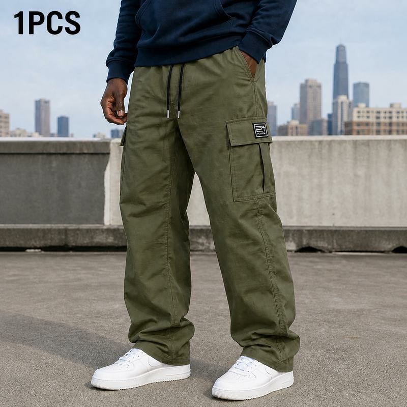 Men's 6-Pack Loose Fit Cargo Pants – Elastic Waist Solid Color Work & Outdoor Trousers