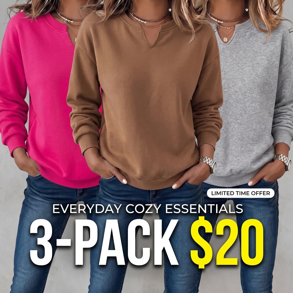 Women's V-Neck Pullover Sweatshirt – Cotton Loose Fit Long Sleeve Casual Top for Fall & Winter