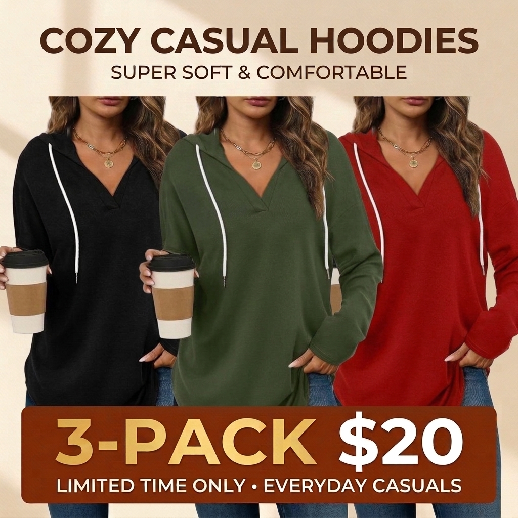 Women's Oversized Plaid Hoodie Tunic Top – Soft V-Neck Long Sleeve Pullover Sweatshirt