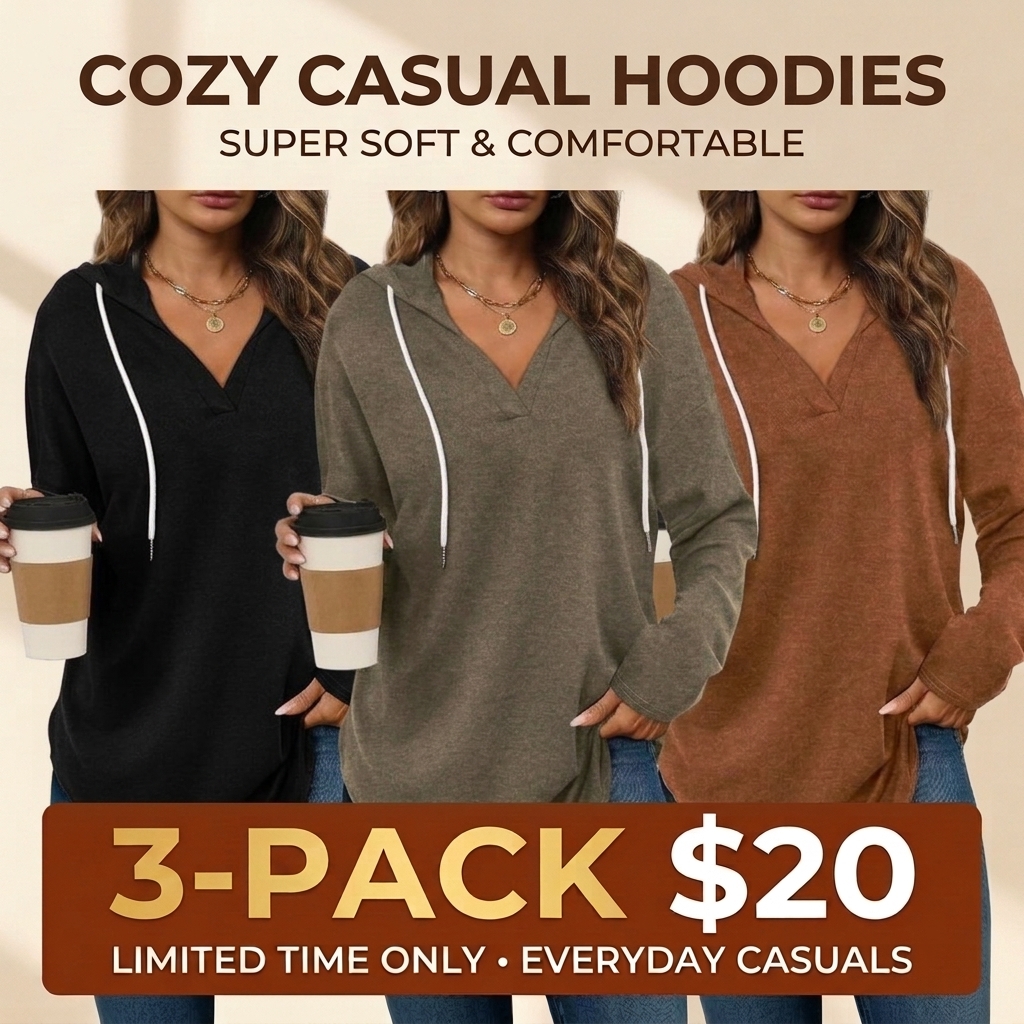 Women's Oversized Plaid Hoodie Tunic Top – Soft V-Neck Long Sleeve Pullover Sweatshirt