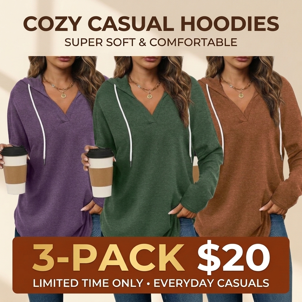 Women's Oversized Plaid Hoodie Tunic Top – Soft V-Neck Long Sleeve Pullover Sweatshirt