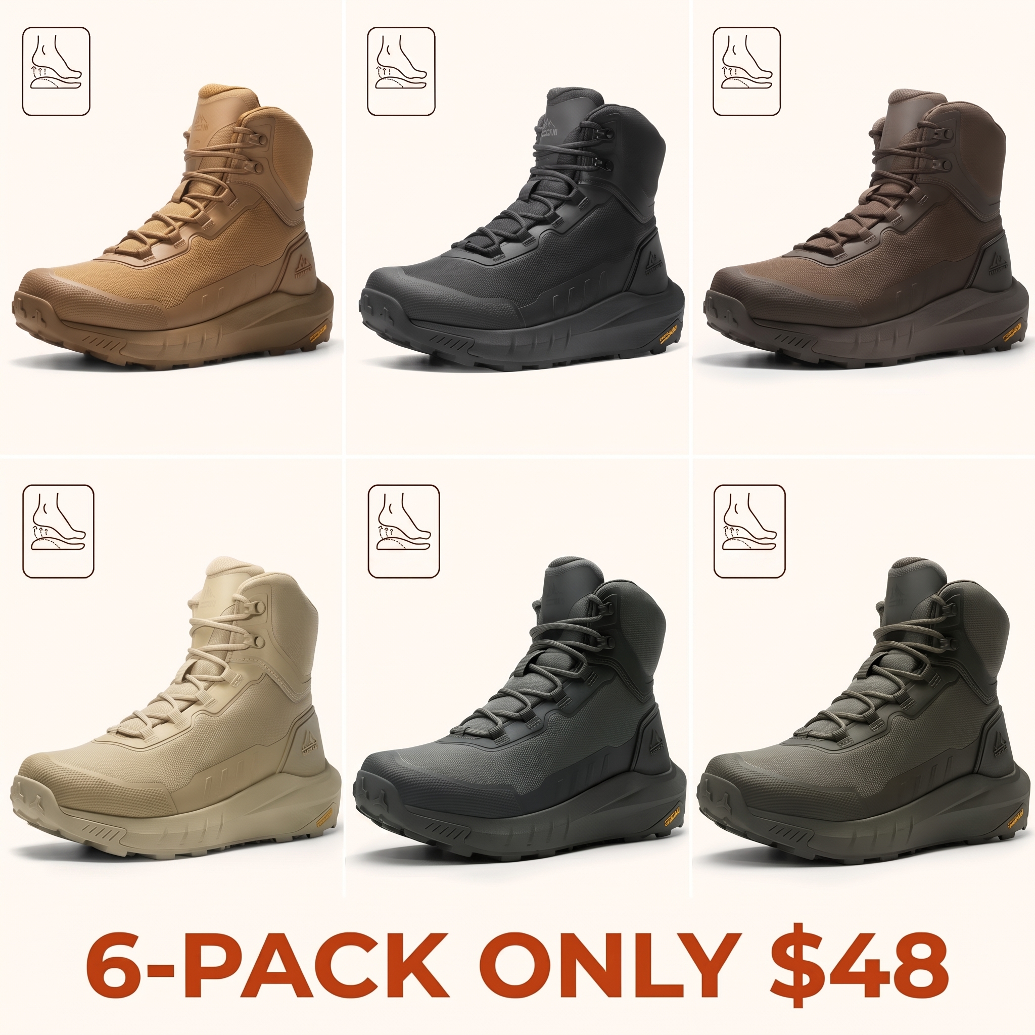 NORTIV 8 Men's Tactical Boots, Black