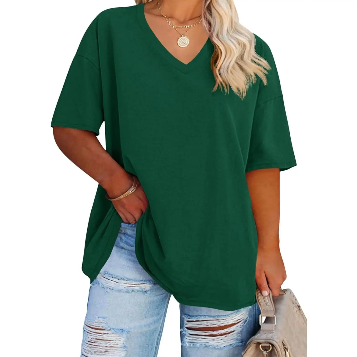 Women's Plus-Size V-Neck T-Shirt