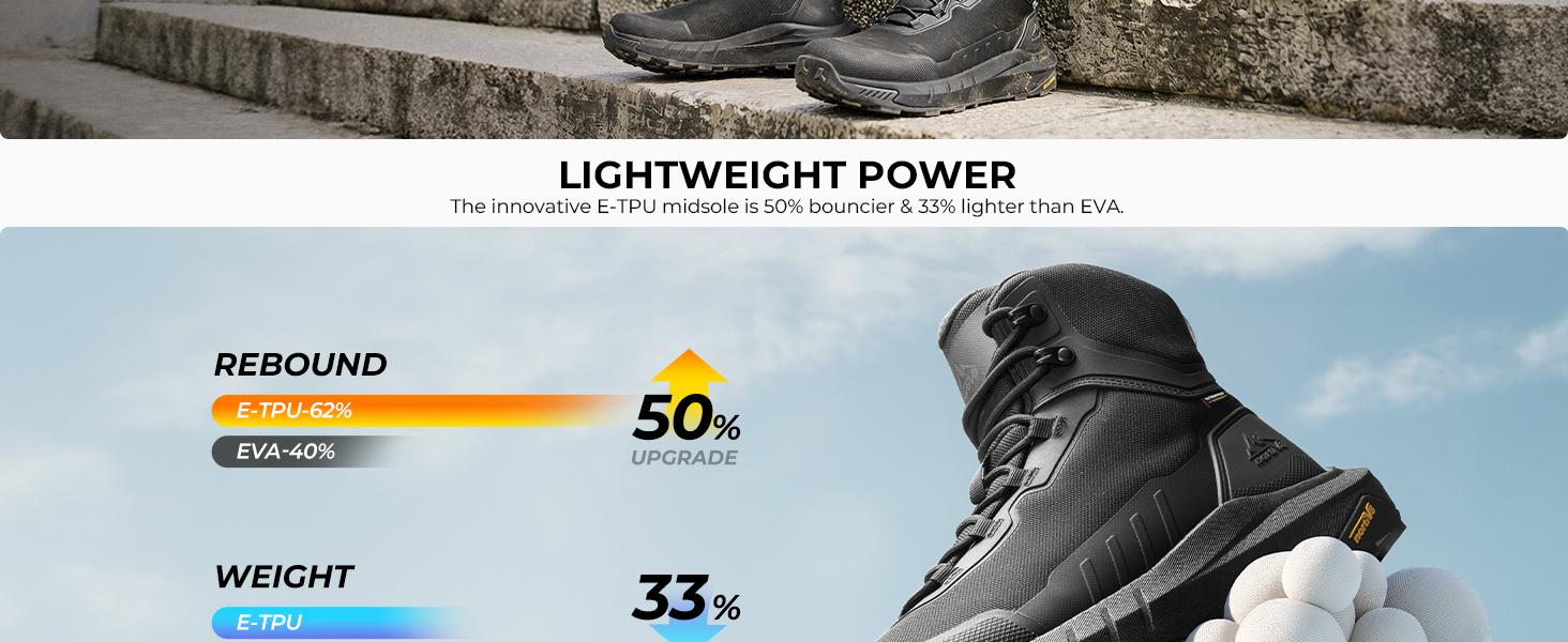 【WATERPROOF】NORTIV 8 Terrascope High-Top Men's Army Ankle Work Protective Waterproof Boots - Black, Oxford Fabric, Nylon, Breathable Mesh Lining, Vegan Leather, EVA, ETPU Rubber Outsole, Wedge, for Outdoor & Construction Use, Walking Shoes, Footwear