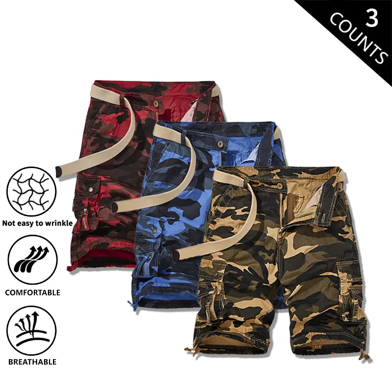 Men's Camouflage Cargo Shorts – Pure Cotton, Knee-Length