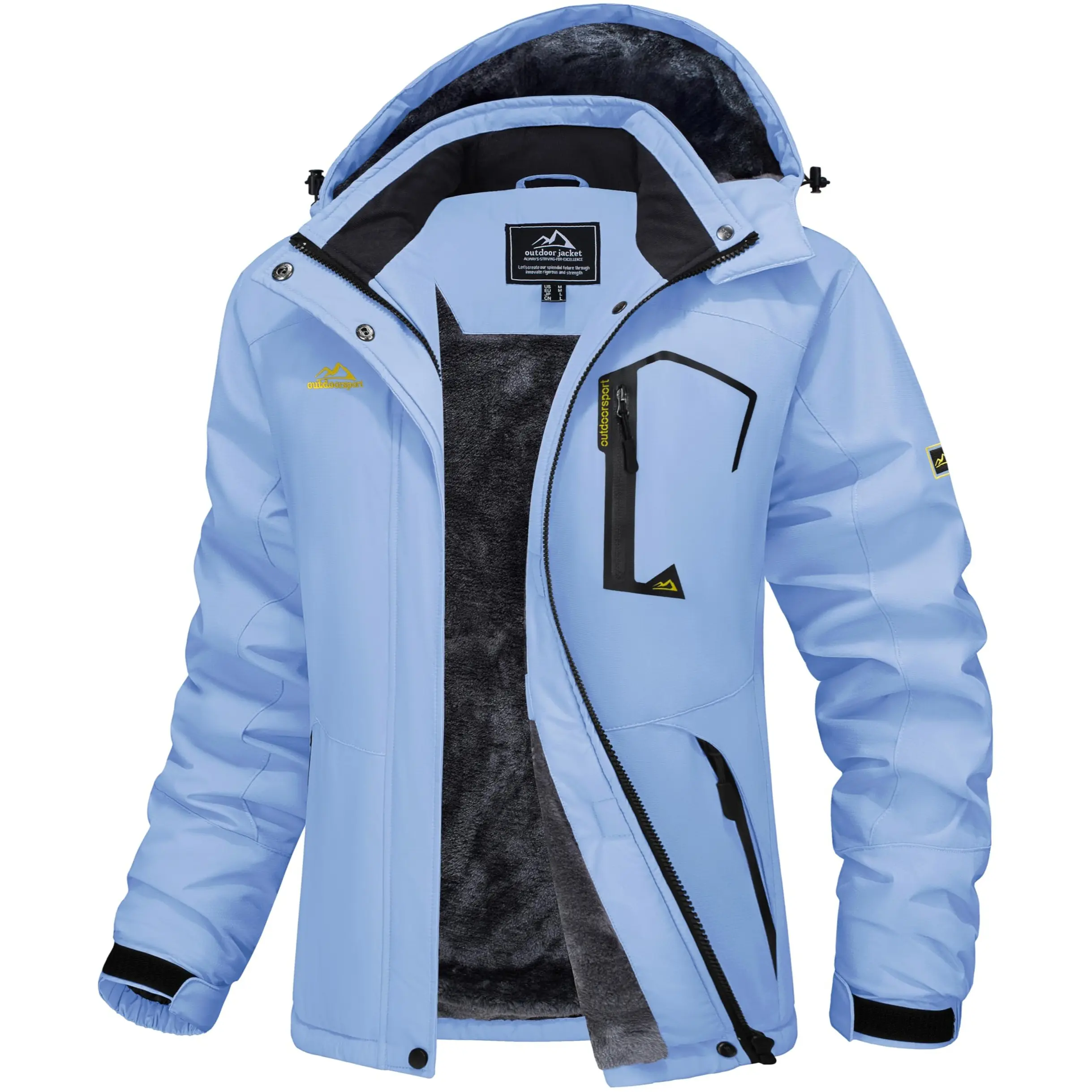 Women's Waterproof Ski Jacket Hooded Fleece-Lined Winter Coat