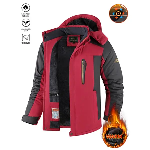 Men's Fitted Winter Snow Jacket - Waterproof, Fleece-Lined Outdoor Outerwear