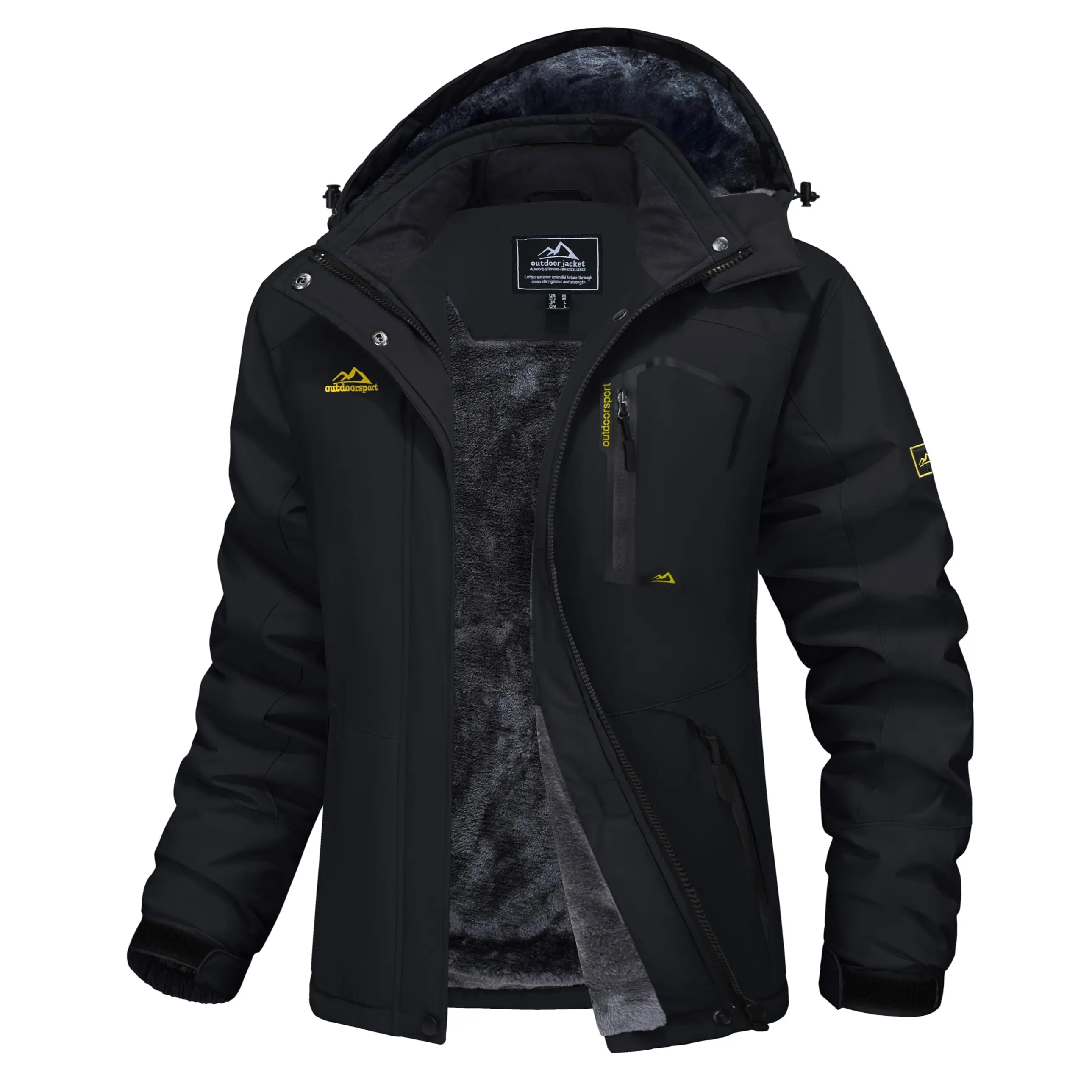 Women's Waterproof Ski Jacket Hooded Fleece-Lined Winter Coat