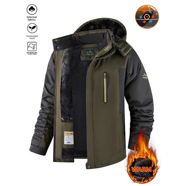 Men's Fitted Winter Snow Jacket - Waterproof, Fleece-Lined Outdoor Outerwear