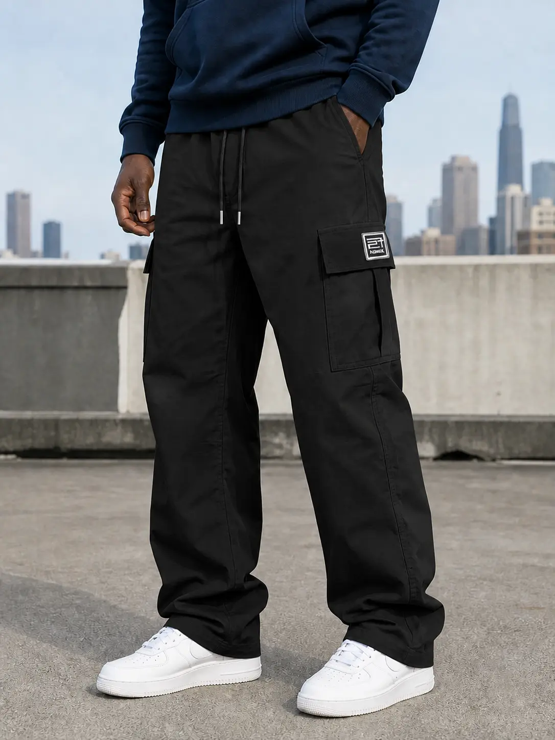 3-Pack Men’s Cargo Pants, Polyester Work Trousers, Loose Fit