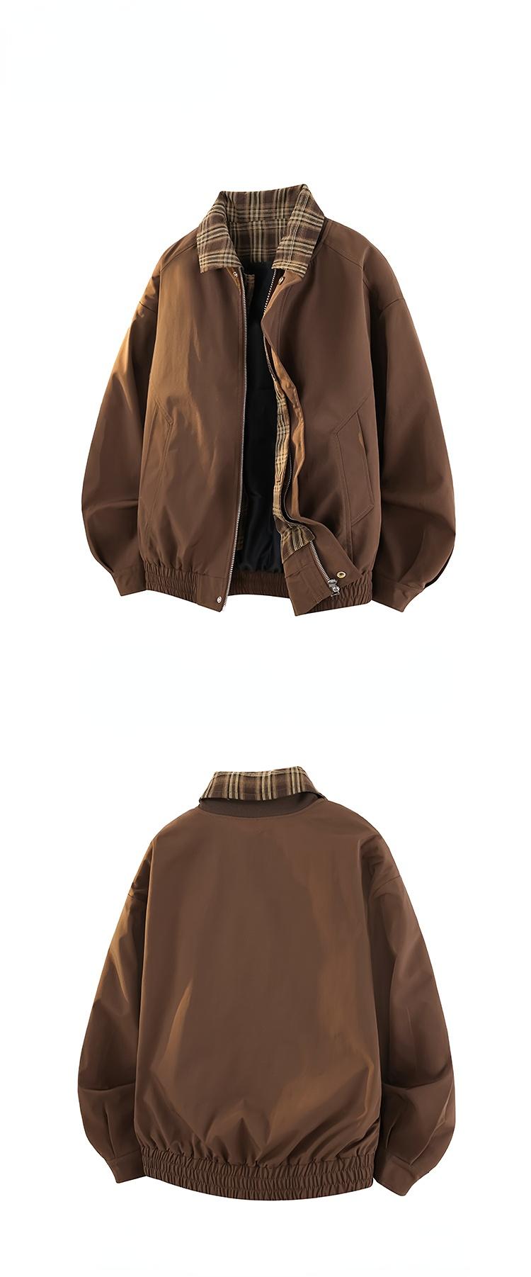 Men's Spring And Autumn Vintage Plaid Fake Two-Piece Brown Jacket, Workwear Lapel Coat, Spliced Flight Baseball Uniform, Suitable For Men's Daily And Outdoor Wear, Men's Lapel Collar Sleeveless Sports Long Sleeve Jacket Casual Wear Coat Classic Men's Spring And Autumn Vintage Plaid Fake Two-Piece Brown Jacket, Workwear Lapel Coat, Spliced Flight Baseball Uniform, Suitable For Men's Daily And Outdoor Wear, Men's Lapel Collar Sleeveless Sports Long Sleeve Jacket Casual Wear Coat Classic