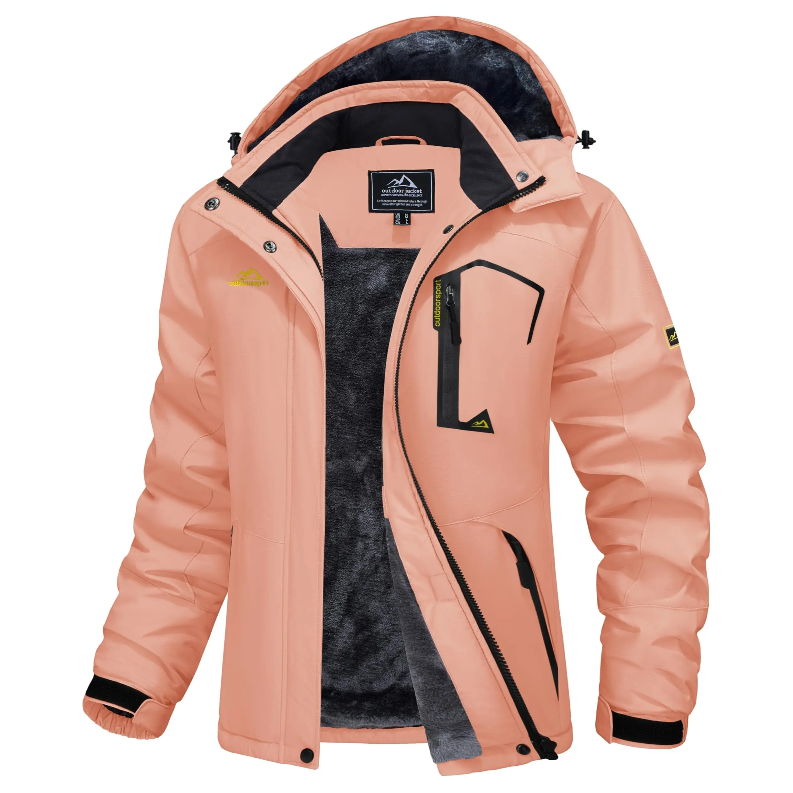 Women's Waterproof Ski Jacket Hooded Fleece-Lined Winter Coat