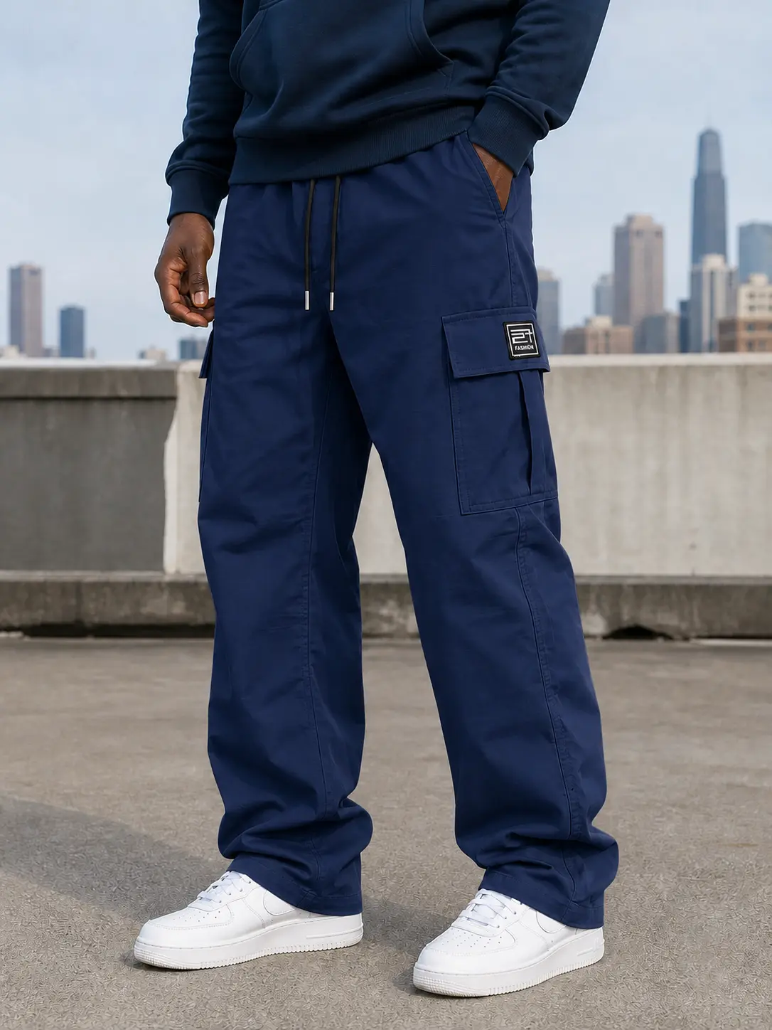 3-Pack Men’s Cargo Pants, Polyester Work Trousers, Loose Fit