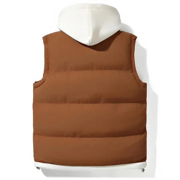 Autumn Winter Couple Hooded Warm Vest Fake Two-Piece Polyester