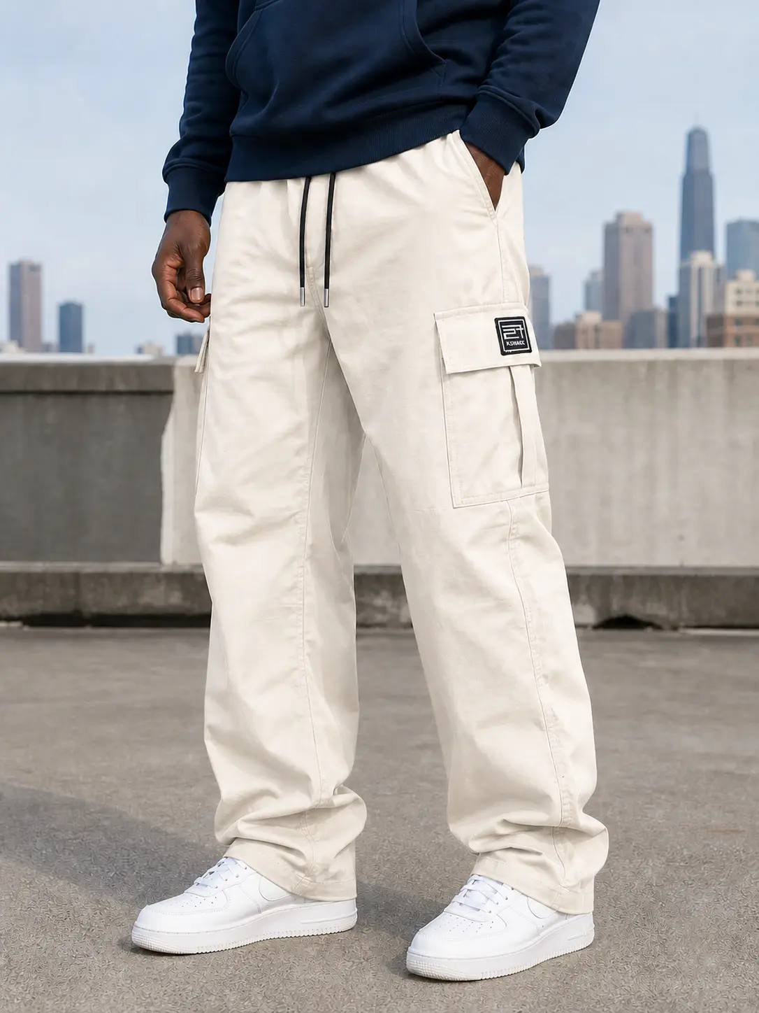 3-Pack Men’s Cargo Pants, Polyester Work Trousers, Loose Fit
