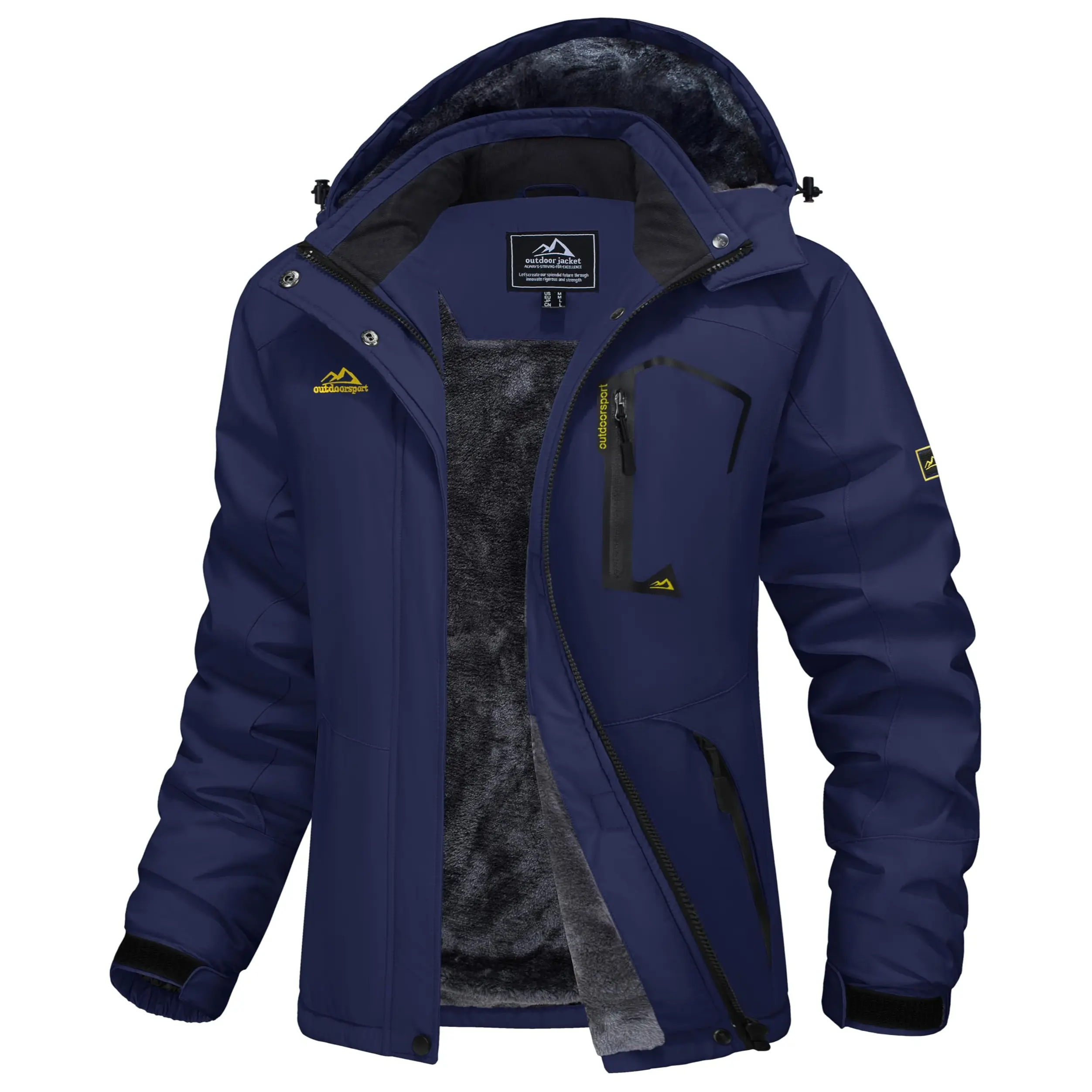 Women's Waterproof Ski Jacket Hooded Fleece-Lined Winter Coat