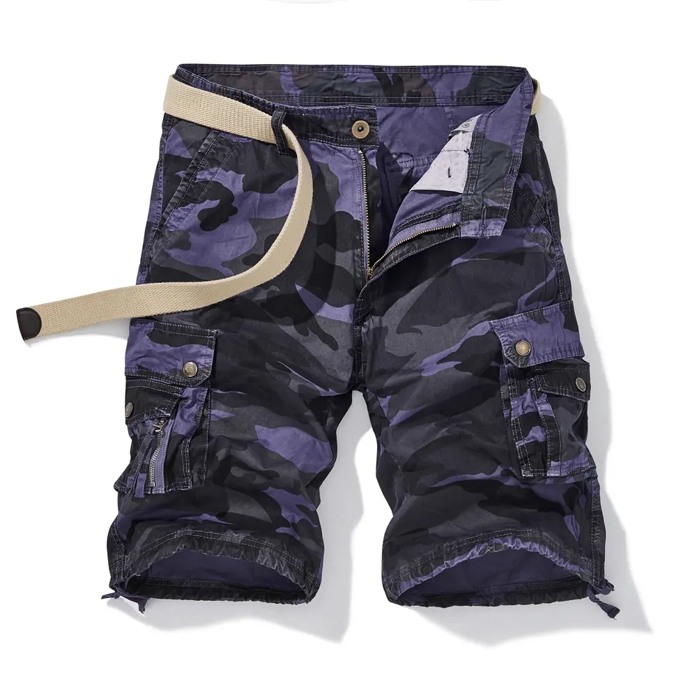 Men's Camouflage Cargo Shorts – Pure Cotton, Knee-Length