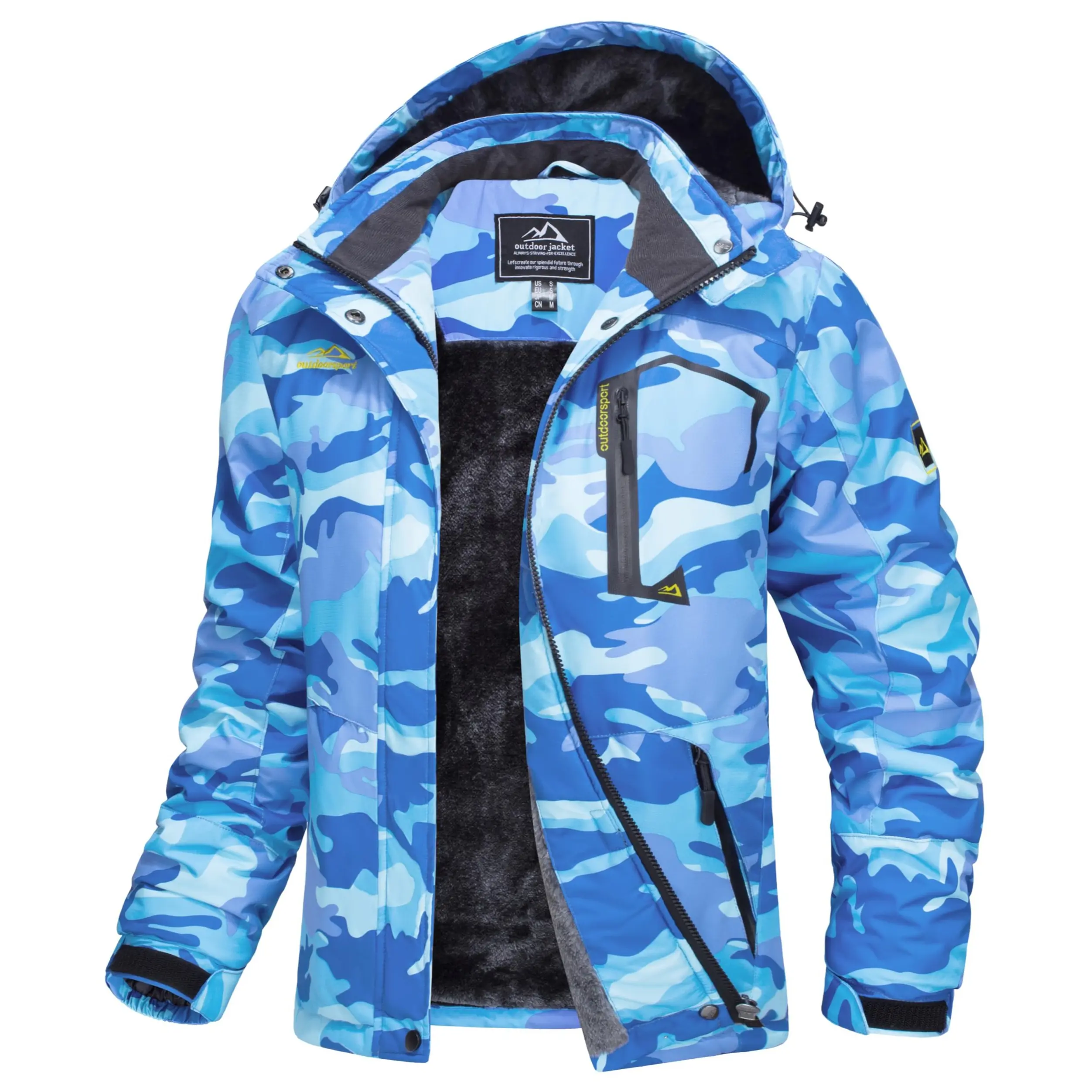 Women's Waterproof Ski Jacket Hooded Fleece-Lined Winter Coat