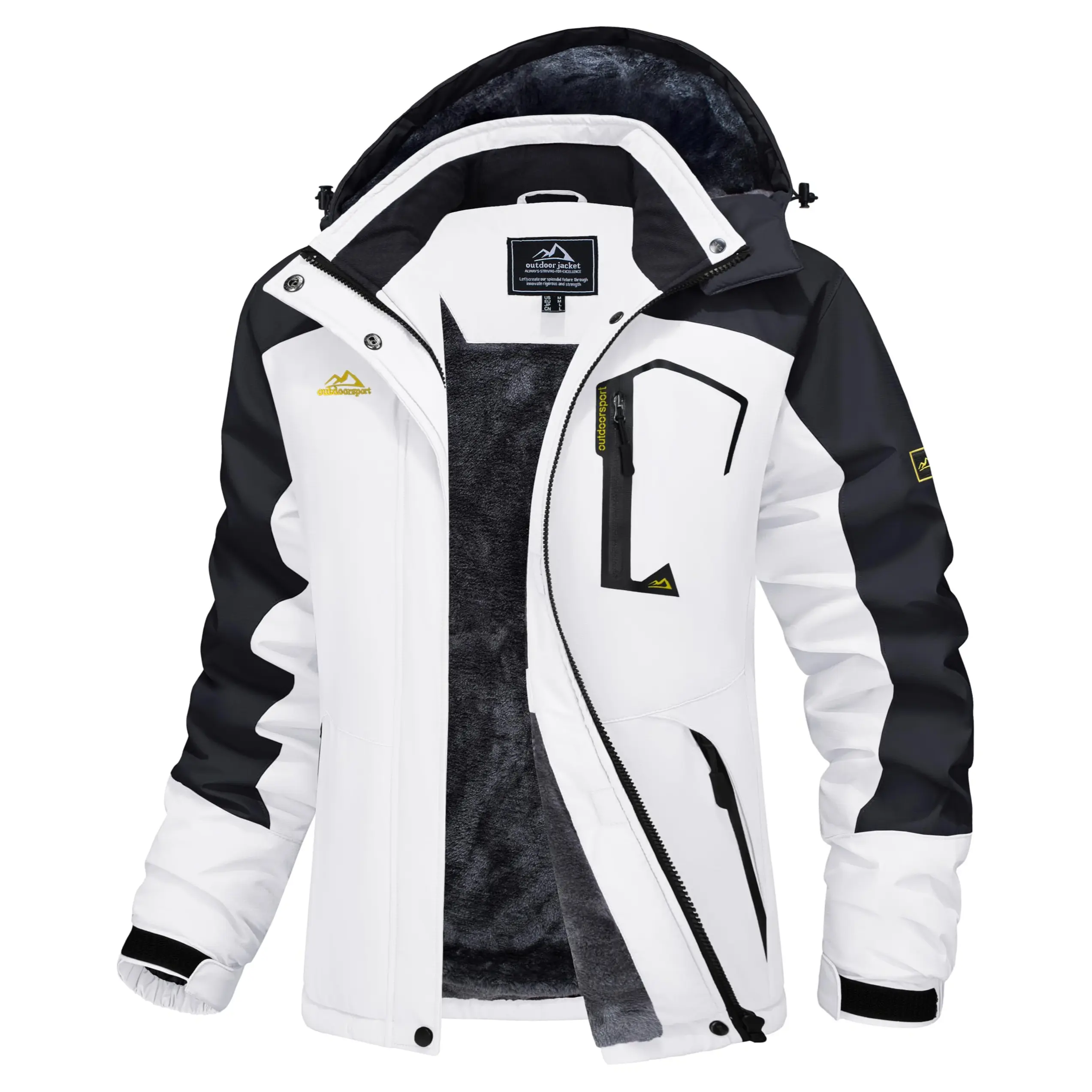 Women's Waterproof Ski Jacket Hooded Fleece-Lined Winter Coat