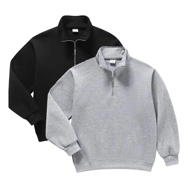 Men's Half-Zip Stand Collar Sweatshirt Polyester Loose-Fit