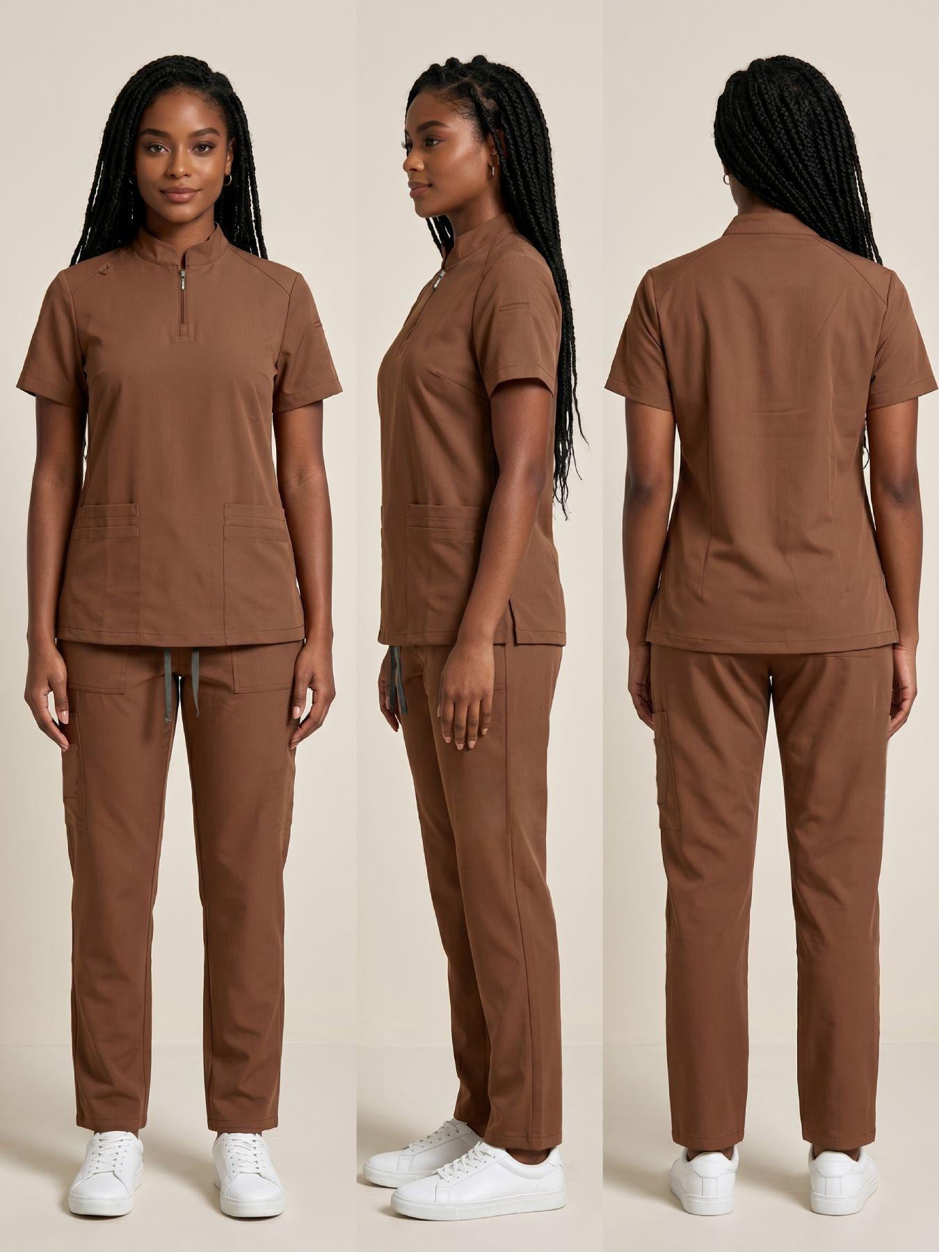 YAABAAH Women's Scrub Uniform Set - Stand Collar, Structured Silhouette, Loose Wide-Leg Pants, Large-Capacity Storage Pockets, Wrinkle-Resistant, Breathable, Comfortable Workwear for Clinical Work, Everyday Outings,sohochic YAABAAH Women's Scrub Uniform Set - Stand Collar, Structured Silhouette, Loose Wide-Leg Pants, Large-Capacity Storage Pockets, Wrinkle-Resistant, Breathable, Comfortable Workwear for Clinical Work, Everyday Outings,sohochic