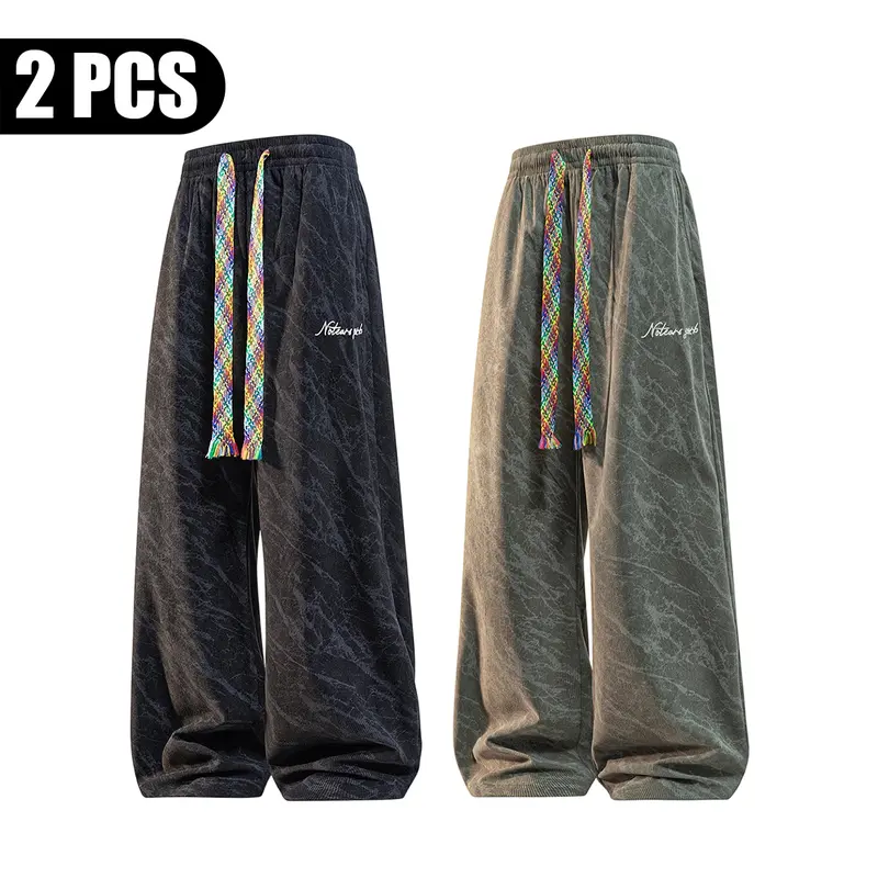 Unisex marble-print wide-leg sweatpants