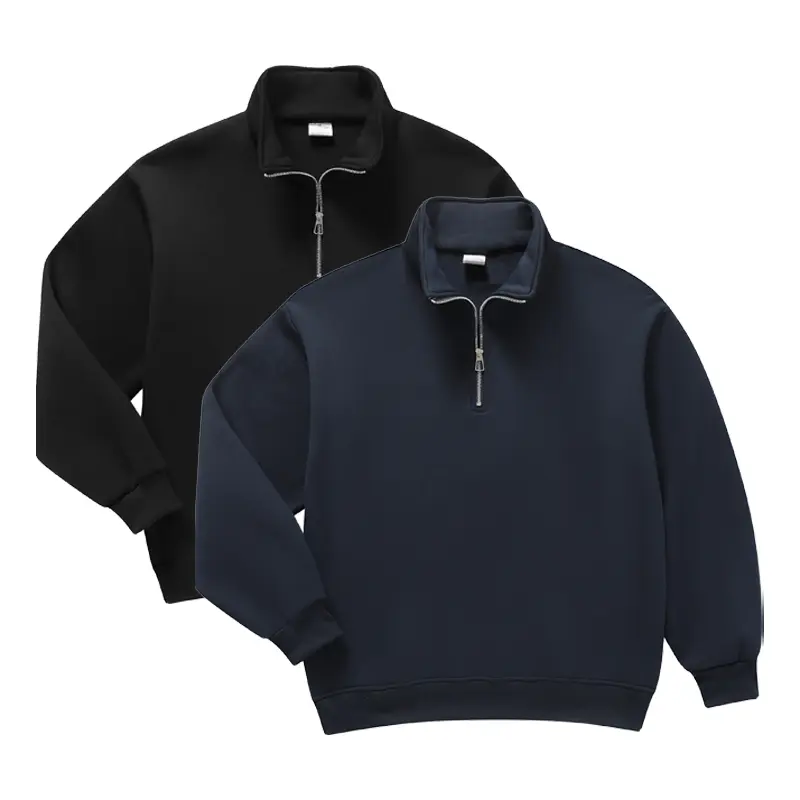 Men's Half-Zip Stand Collar Sweatshirt Polyester Loose-Fit