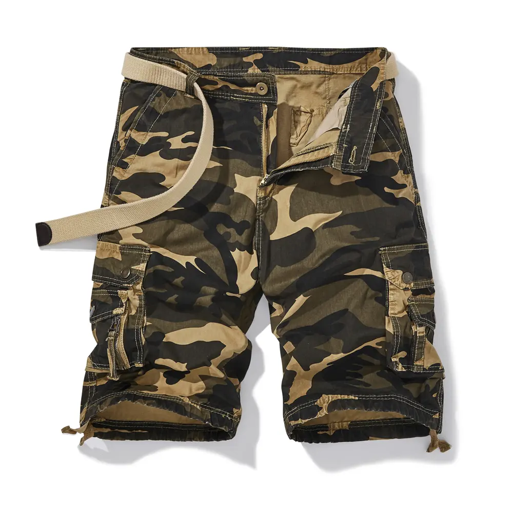 Men's Camouflage Cargo Shorts – Pure Cotton, Knee-Length