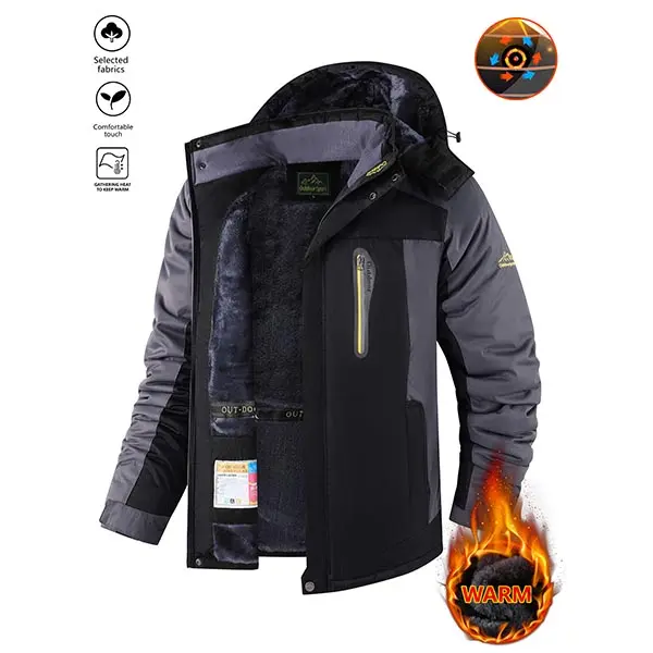 Men's Fitted Winter Snow Jacket - Waterproof, Fleece-Lined Outdoor Outerwear