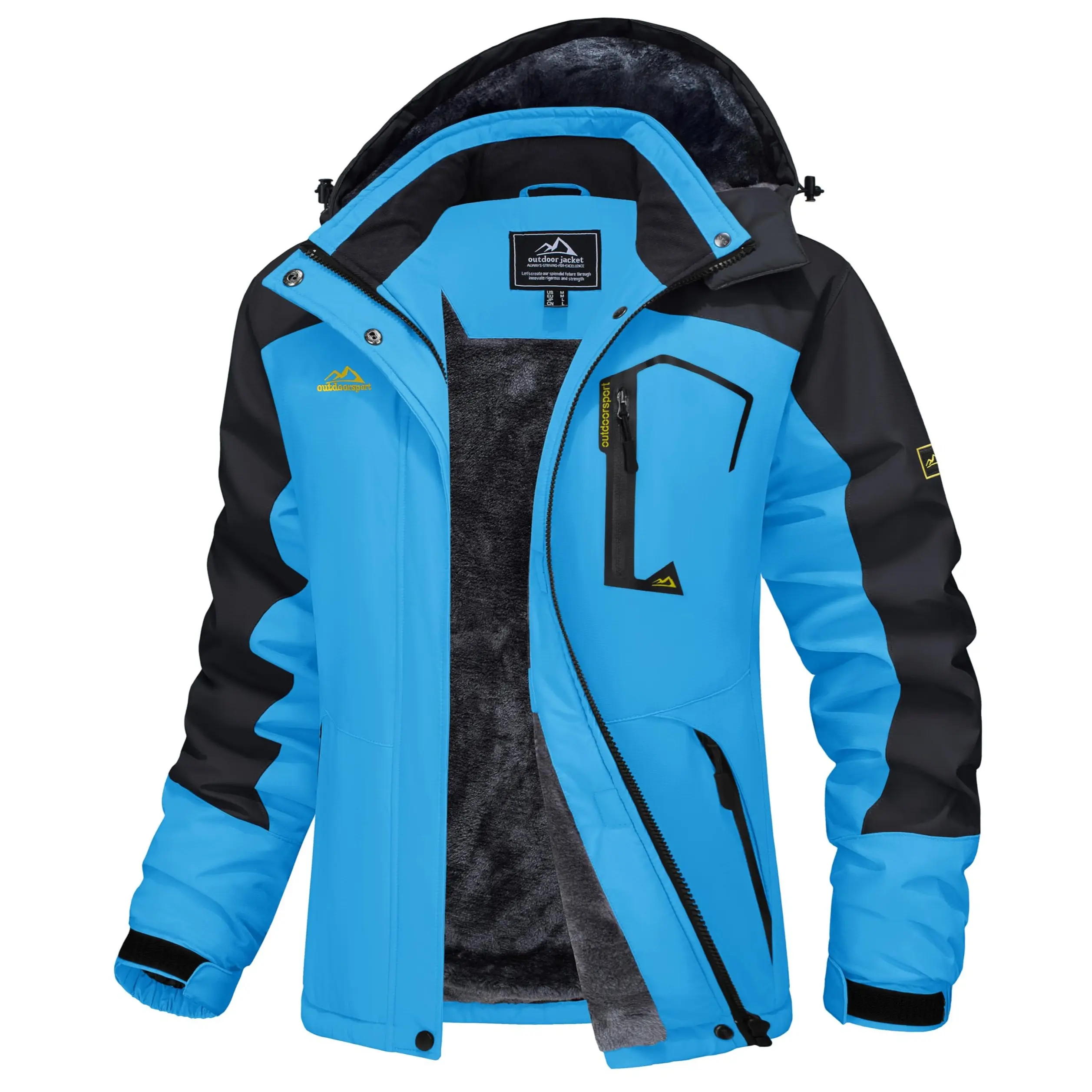 Women's Waterproof Ski Jacket Hooded Fleece-Lined Winter Coat
