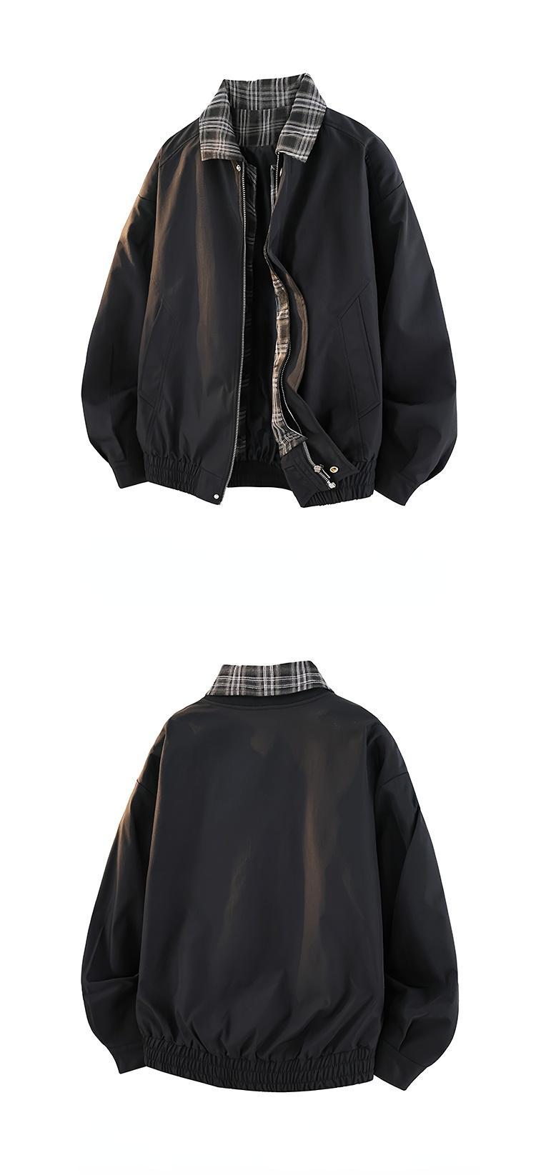 Men's Spring And Autumn Vintage Plaid Fake Two-Piece Brown Jacket, Workwear Lapel Coat, Spliced Flight Baseball Uniform, Suitable For Men's Daily And Outdoor Wear, Men's Lapel Collar Sleeveless Sports Long Sleeve Jacket Casual Wear Coat Classic Men's Spring And Autumn Vintage Plaid Fake Two-Piece Brown Jacket, Workwear Lapel Coat, Spliced Flight Baseball Uniform, Suitable For Men's Daily And Outdoor Wear, Men's Lapel Collar Sleeveless Sports Long Sleeve Jacket Casual Wear Coat Classic